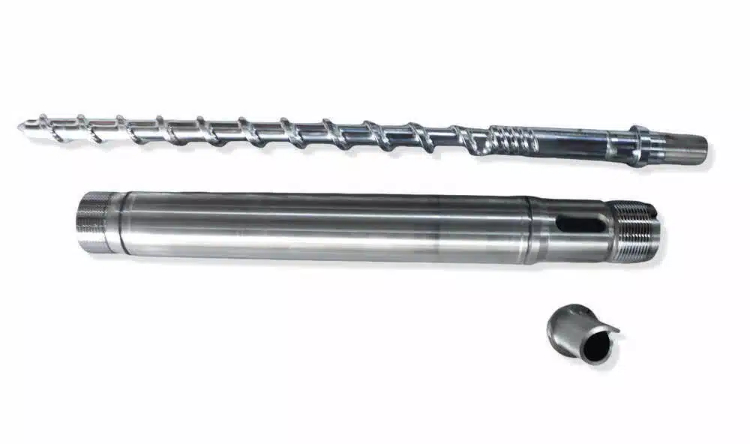 Rubber injection machine screw barrel