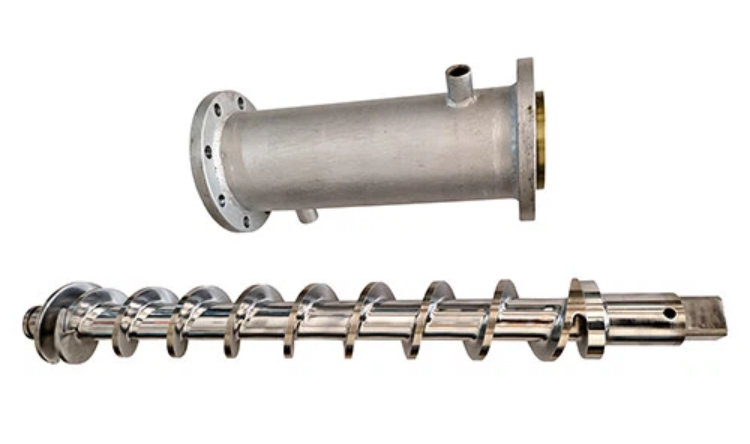 Screw barrel for food machinery